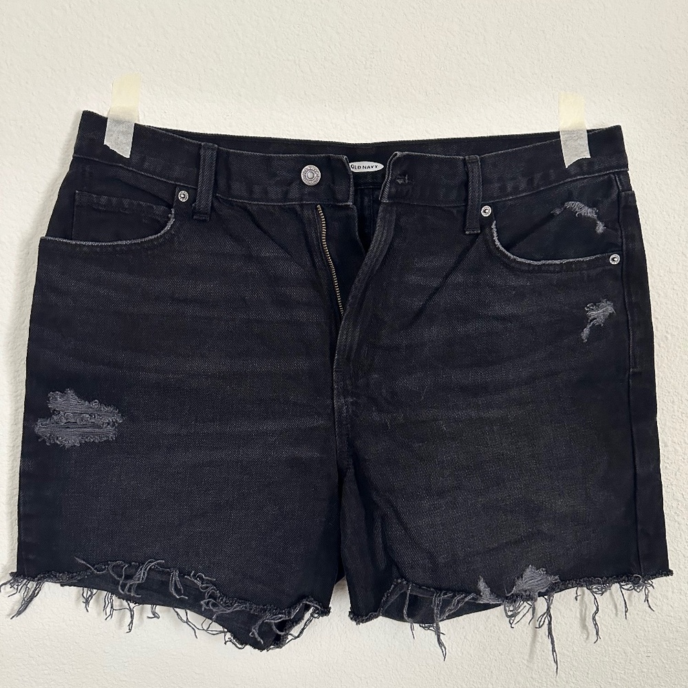 black denim shorts